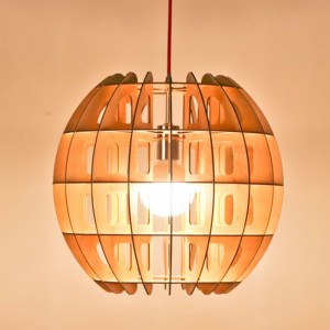 Đèn gỗ thả trần hình quả cầu