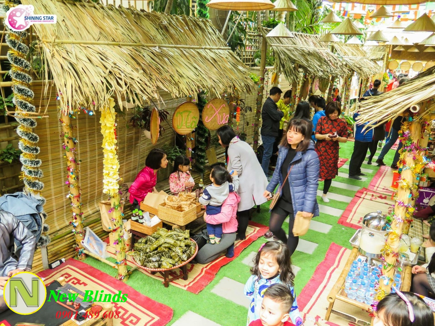 thi công trang trí tre ngày tết