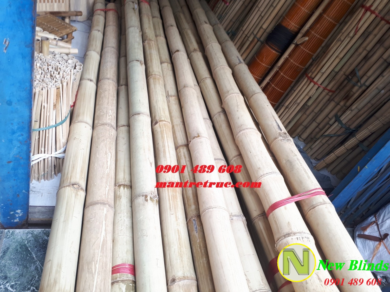 cây tre to làm trang trí cột cây thông